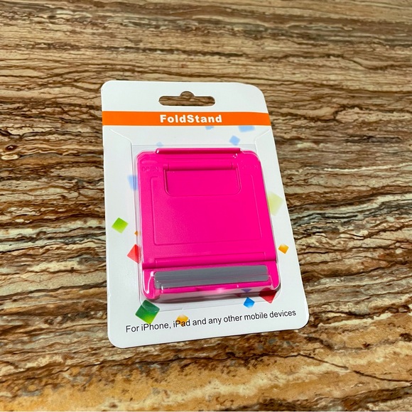 Pink Foldable Adjustable iPhone iPad Smartphone Universal Mobile Device Holder - Picture 3 of 5